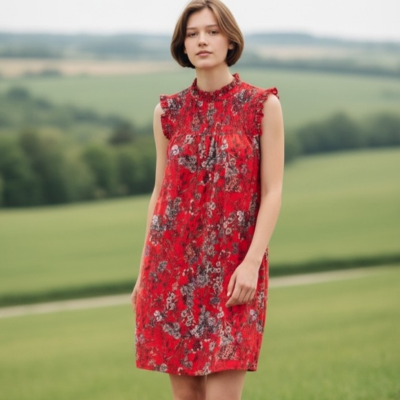 Carolina Belle Dresses & Skirts - Carolina Belle Montreal Red and Blue Floral Tunic Mini Dress Size XL